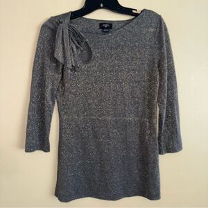 Deletta Anthropologie Gold Shimmer Metallic Keyhole Blouse Top Size S